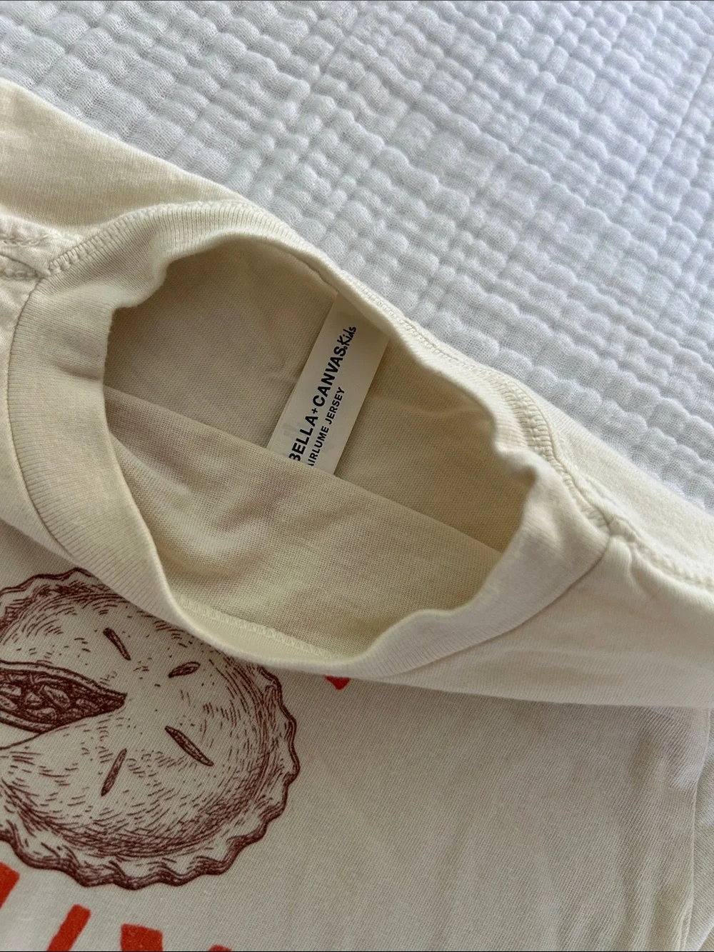 5 for 25 Bella Canvas Cream Kids Tee with Red 